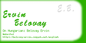 ervin belovay business card